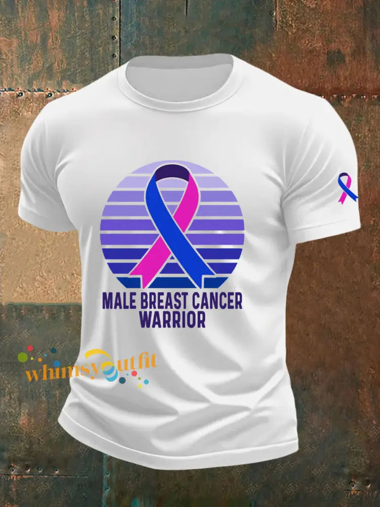 Men’s Breast Cancer Awareness Print Casual T Shirt White / S