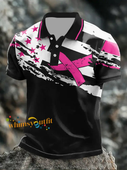 Men’s Breast Cancer Flag Tops As picture / S