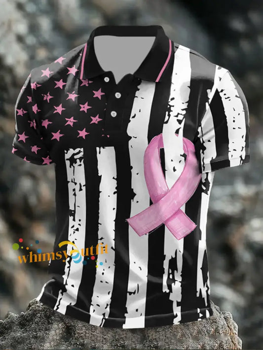 Men’s Breast Cancer Flag Tops As picture / S