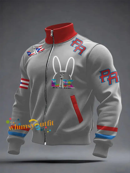 Men’s Bunny Football Music Lover Printed Coat