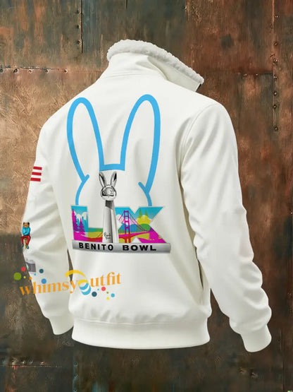 Men’s Bunny Football Music Lover Printed Hoodie