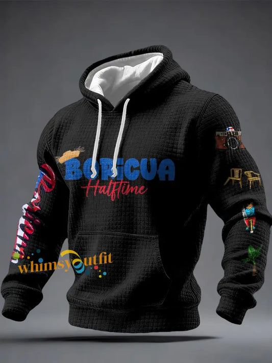 Men’s Bunny Football Music Lover Printed Hoodie Black / S