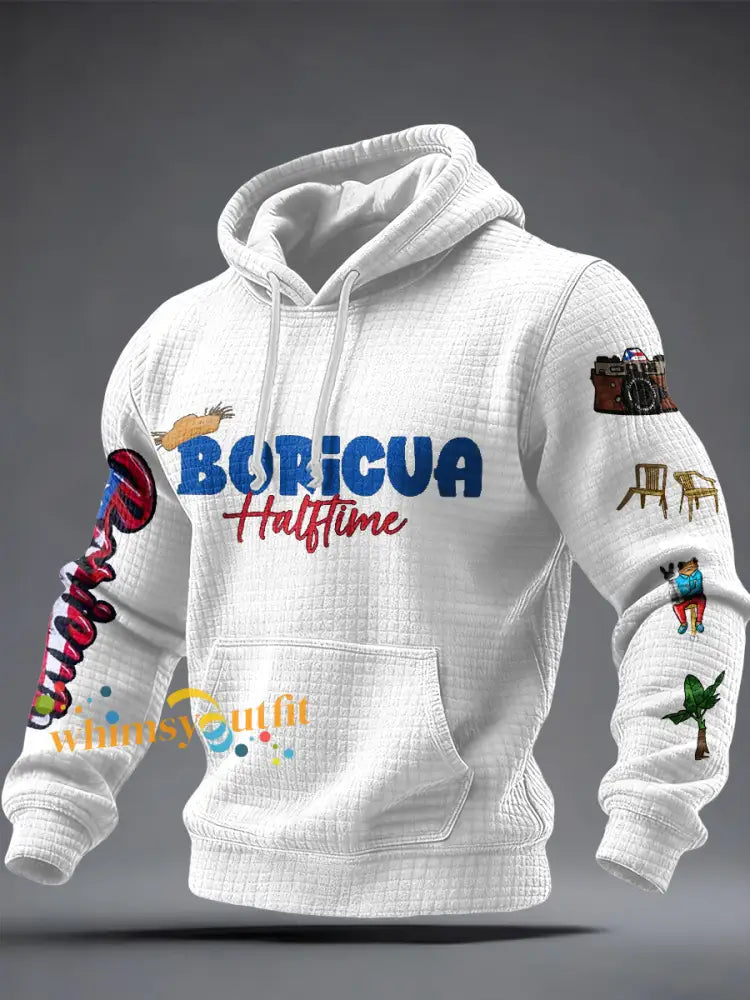 Men’s Bunny Football Music Lover Printed Hoodie White / S