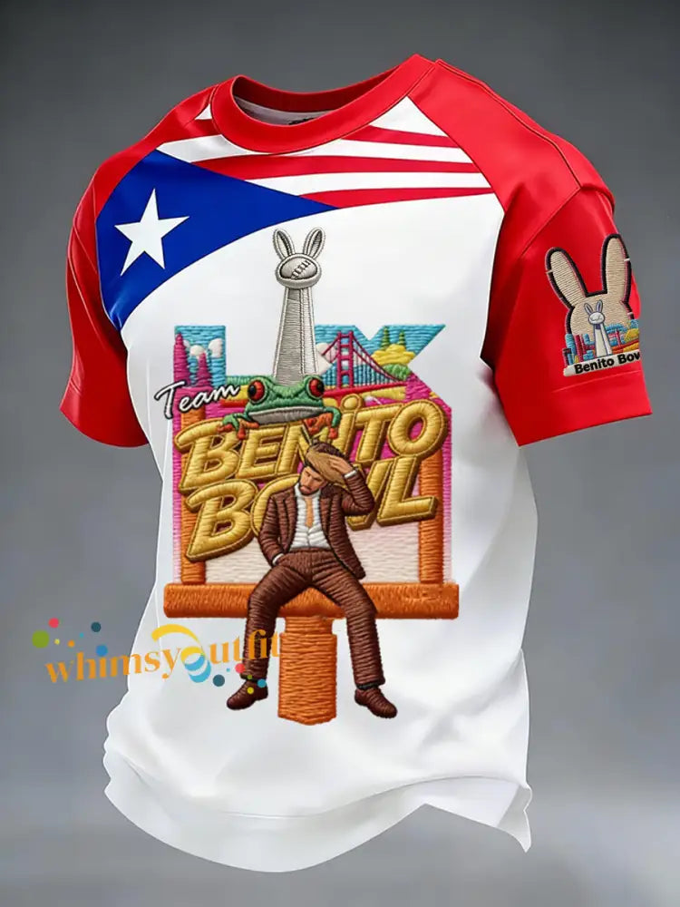 Men’s Bunny Football Music Lover Printed short sleeves t-shirt As picture / S