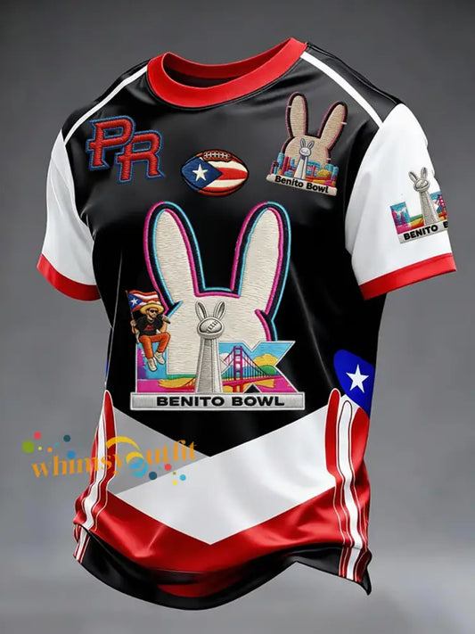 Men’s Bunny Football Music Lover Printed short sleeves t-shirt As picture / S