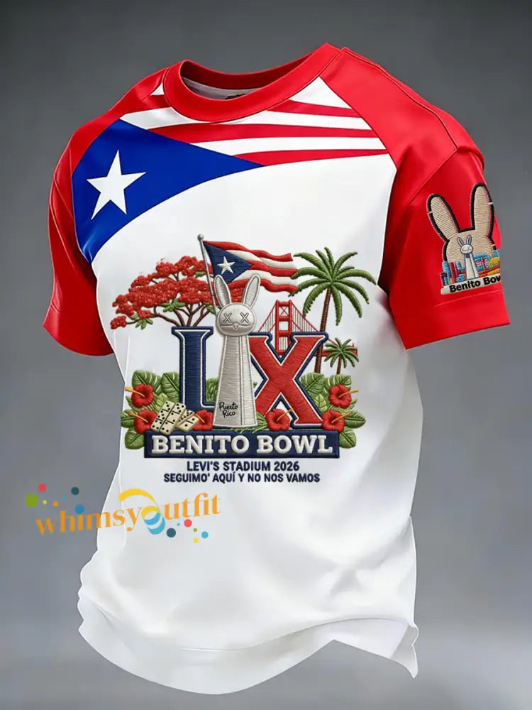 Men’s Bunny Football Music Lover Printed short sleeves t-shirt As picture / S