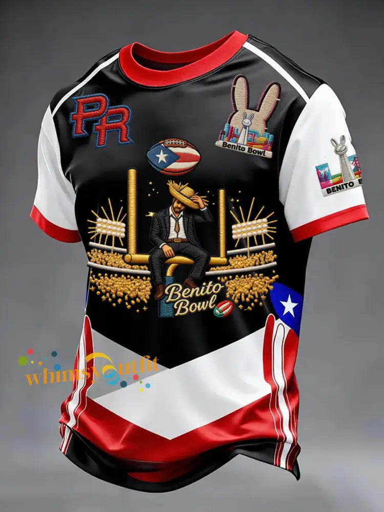 Men’s Bunny Football Music Lover Printed short sleeves t-shirt As picture / S