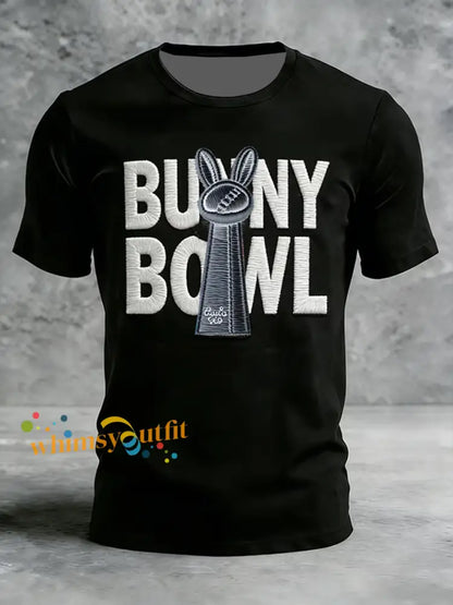 Men’s Bunny Football Music Lover Printed short sleeves t-shirt Black / S