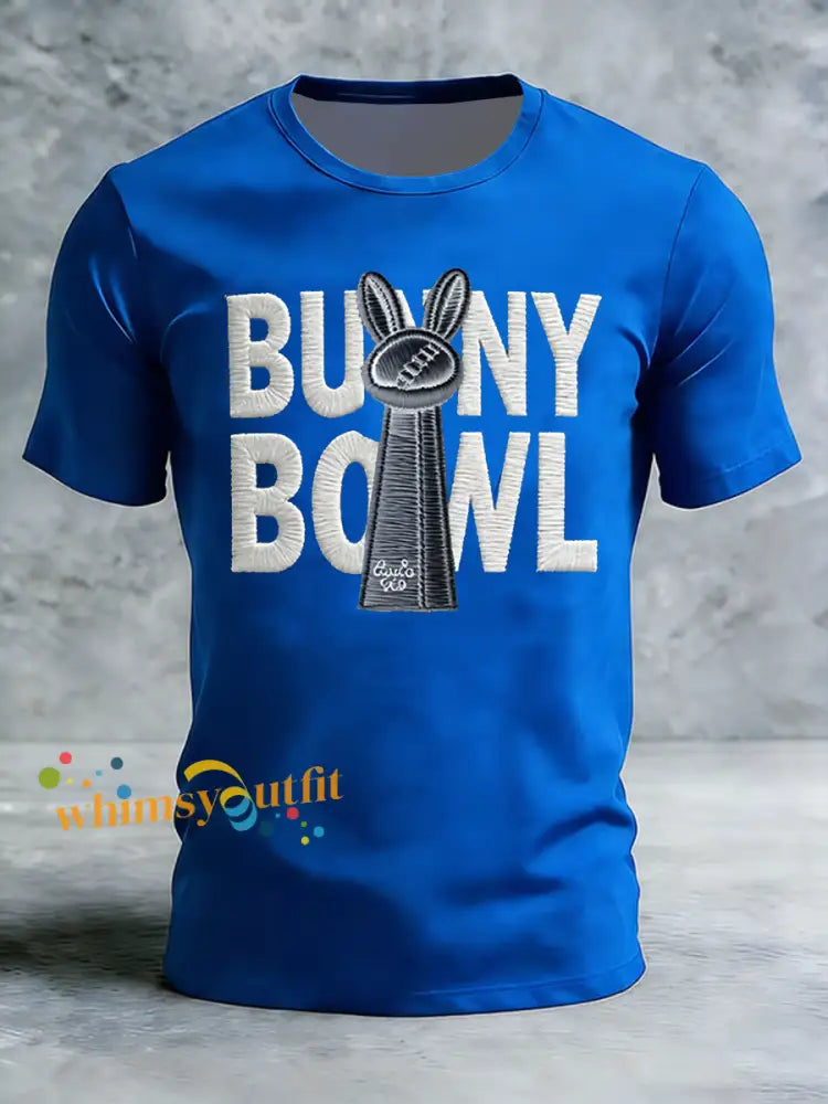 Men’s Bunny Football Music Lover Printed short sleeves t-shirt Blue / S