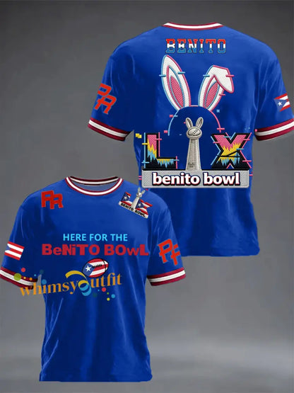 Men’s Bunny Football Music Lover Printed short sleeves t-shirt Blue / S