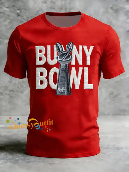 Men’s Bunny Football Music Lover Printed short sleeves t-shirt Red / S