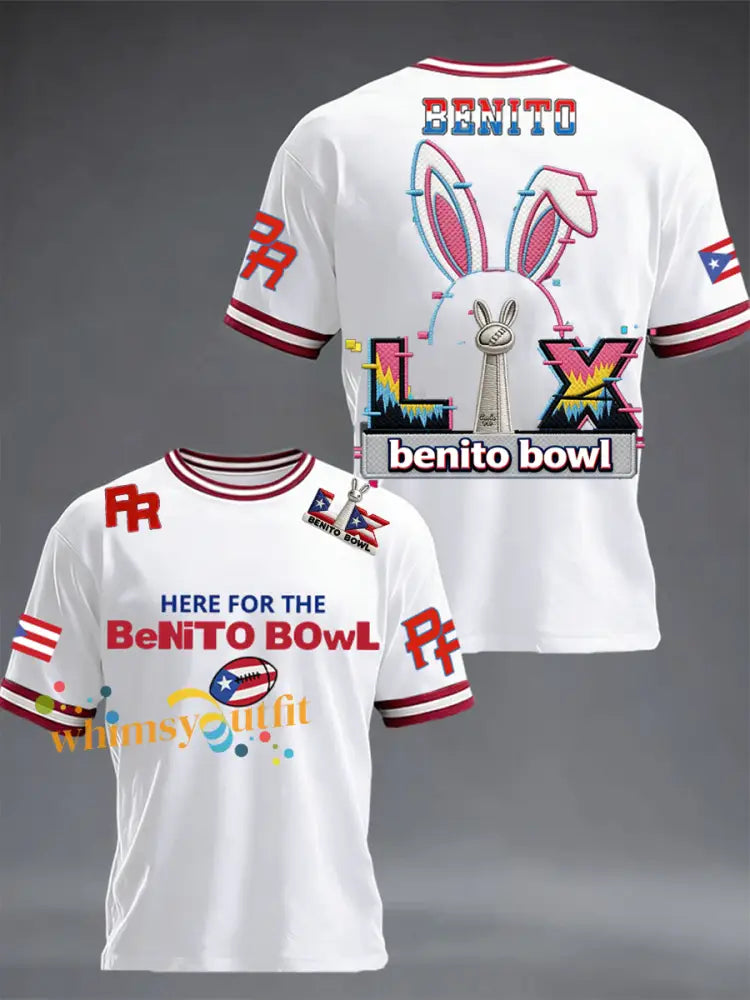 Men’s Bunny Football Music Lover Printed short sleeves t-shirt White / S