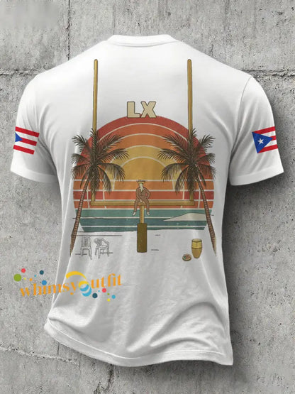 Men’s Bunny Football Music Lover Printed T-shirt