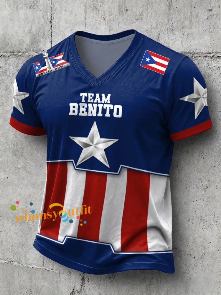 Men’s Bunny Football Music Lover Printed T-shirt