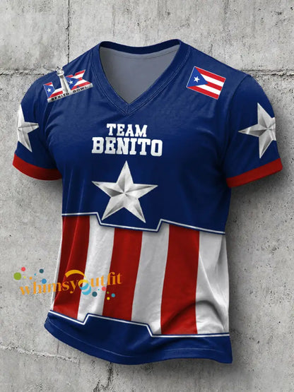 Men’s Bunny Football Music Lover Printed T-shirt