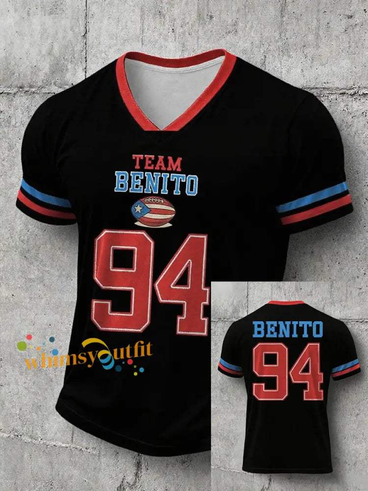 Men’s Bunny Football Music Lover Printed T-shirt Black / S