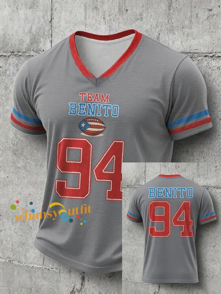 Men’s Bunny Football Music Lover Printed T-shirt Light Gray / S