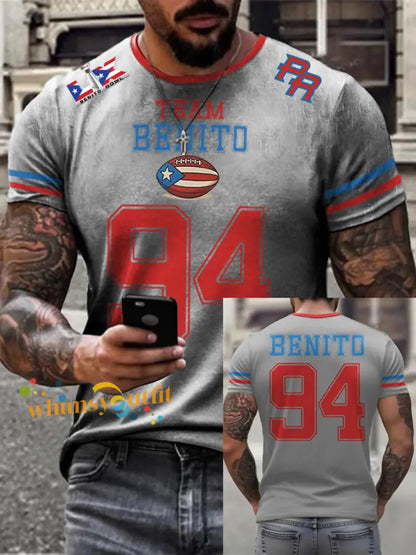 Men’s Bunny Football Music Lover Printed T-shirt Light Gray / S