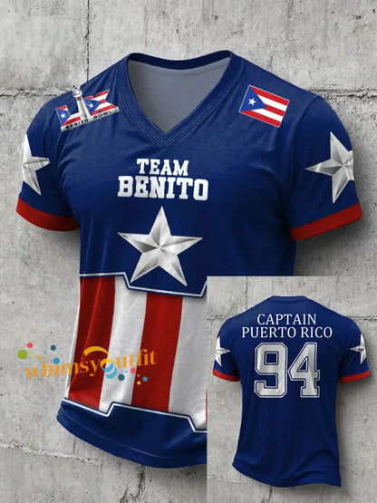 Men’s Bunny Football Music Lover Printed T-shirt Navy Blue / S