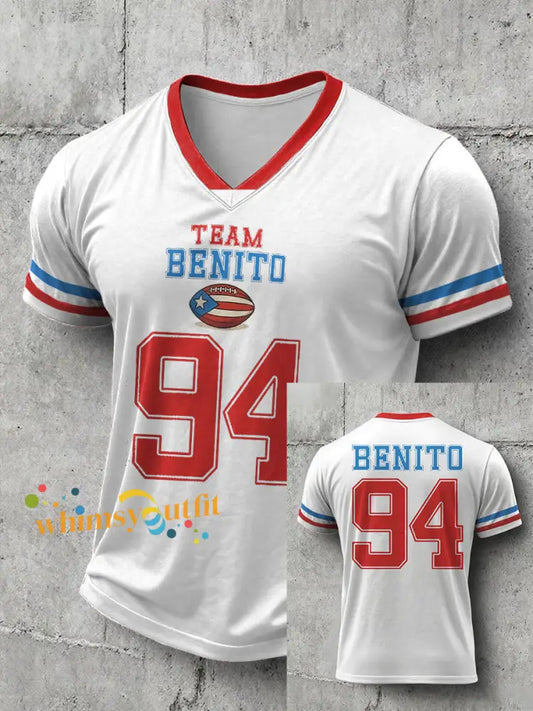 Men’s Bunny Football Music Lover Printed T-shirt White / S