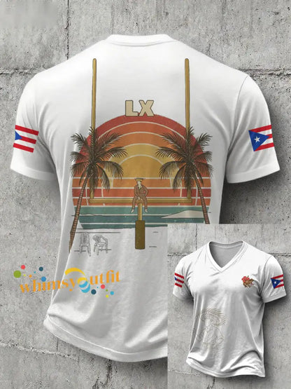 Men’s Bunny Football Music Lover Printed T-shirt White / S