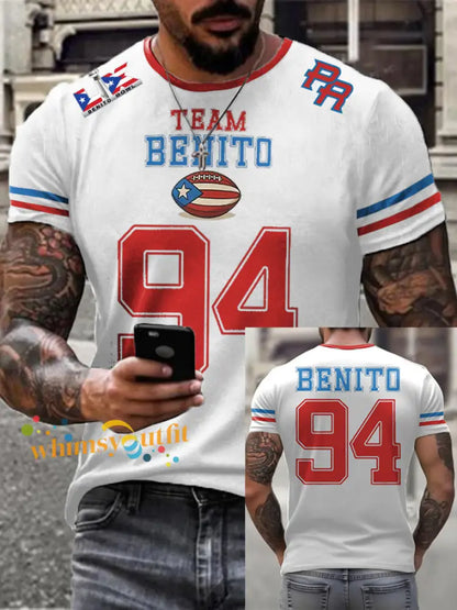 Men’s Bunny Football Music Lover Printed T-shirt White / S