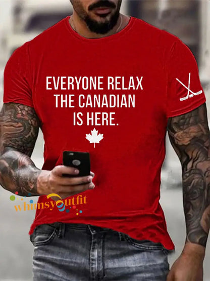 Men’s Canadian Ice Hockey imitation cotton short-sleeved T-shirt Pure Red / S