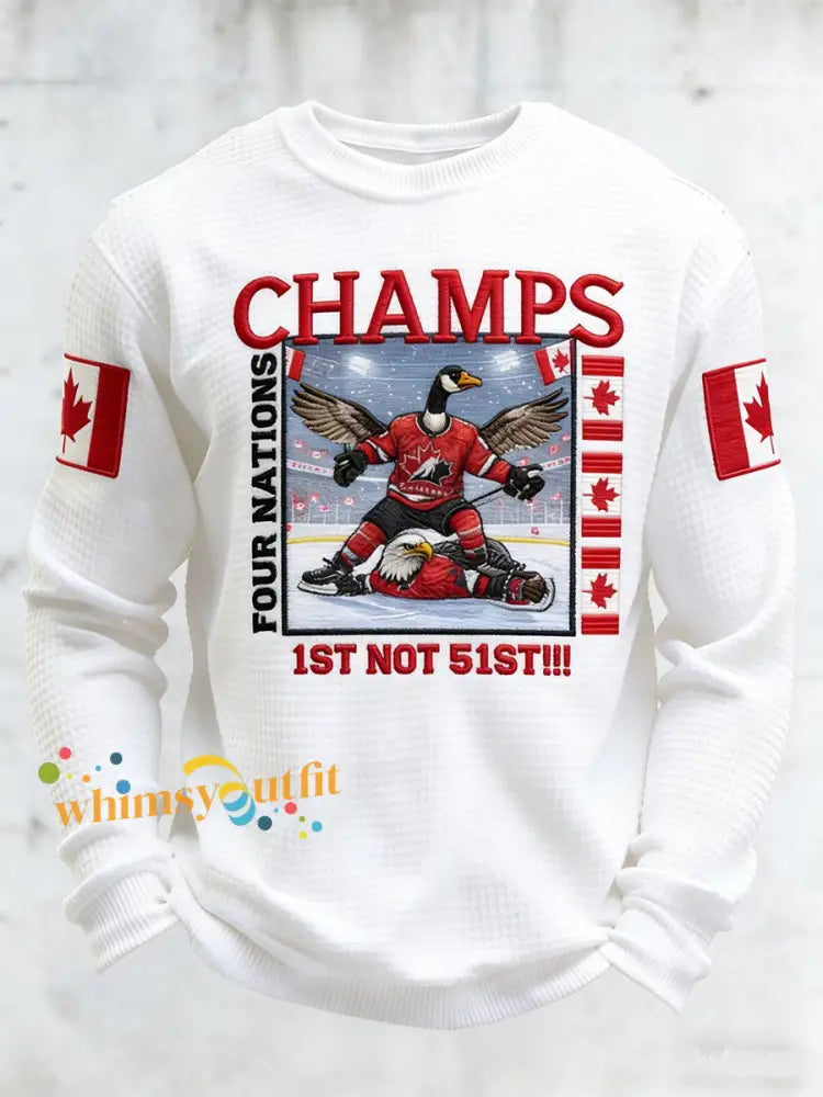 Men’s Canadian Ice Hockey Long-Sleeved T-Shirt White / S