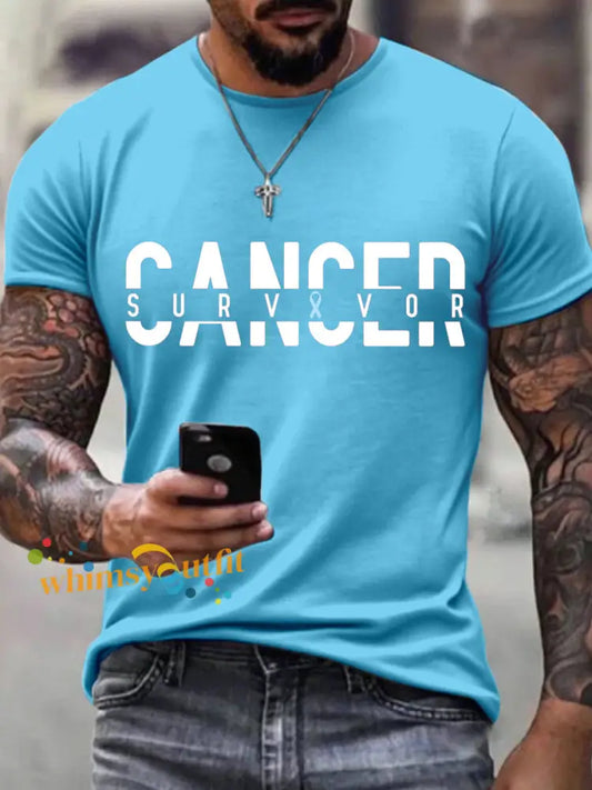 Men’s Cancer Survivors Print T Shirt Light Blue / S