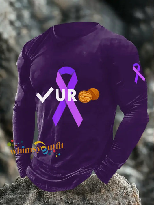 Men’s Check Your Testicles Long Sleeve T Shirts Purple / S