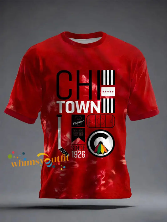 Men’s Chicago Hockey 100th Anniversary Print T-shirt Red / S