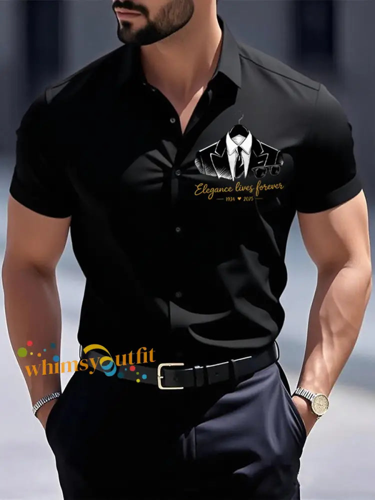 Men’s Elegance Lives Forever Short Sleeve Shirt Black / S