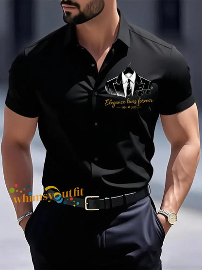 Men’s Elegance Lives Forever Short Sleeve Shirt Black / S