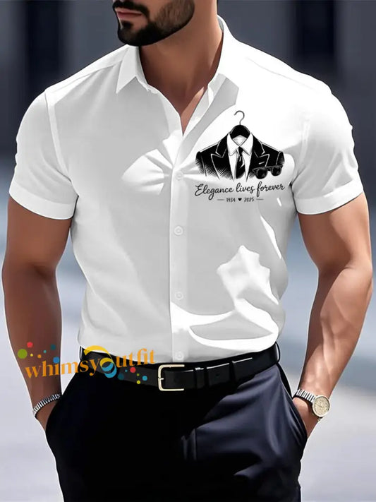 Men’s Elegance Lives Forever Short Sleeve Shirt White / S