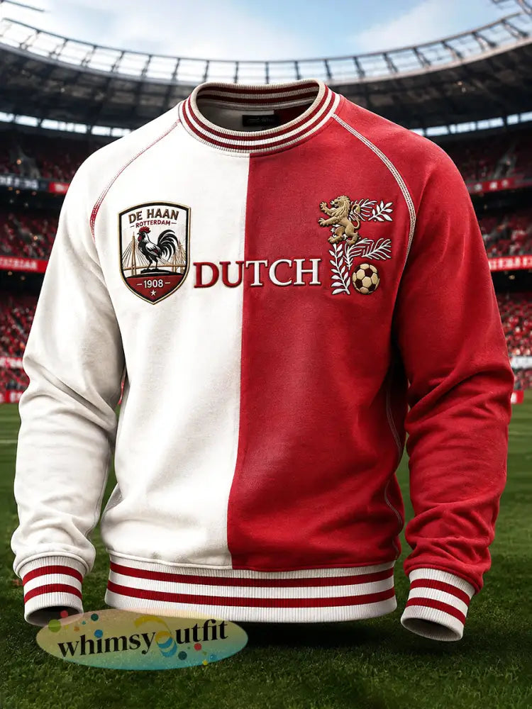 Men’s Eredivisie Feyenoord Rotterdam Patchwork Print Casual Loose-Fit Sweatshirt - Multicolour / S