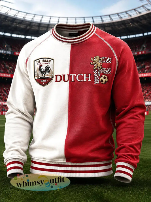 Men’s Eredivisie Feyenoord Rotterdam Patchwork Print Casual Loose-Fit Sweatshirt - Multicolour / S