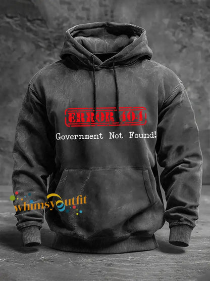 Men’s Error 404 Government Not Found Hoodies Dark Gray / S