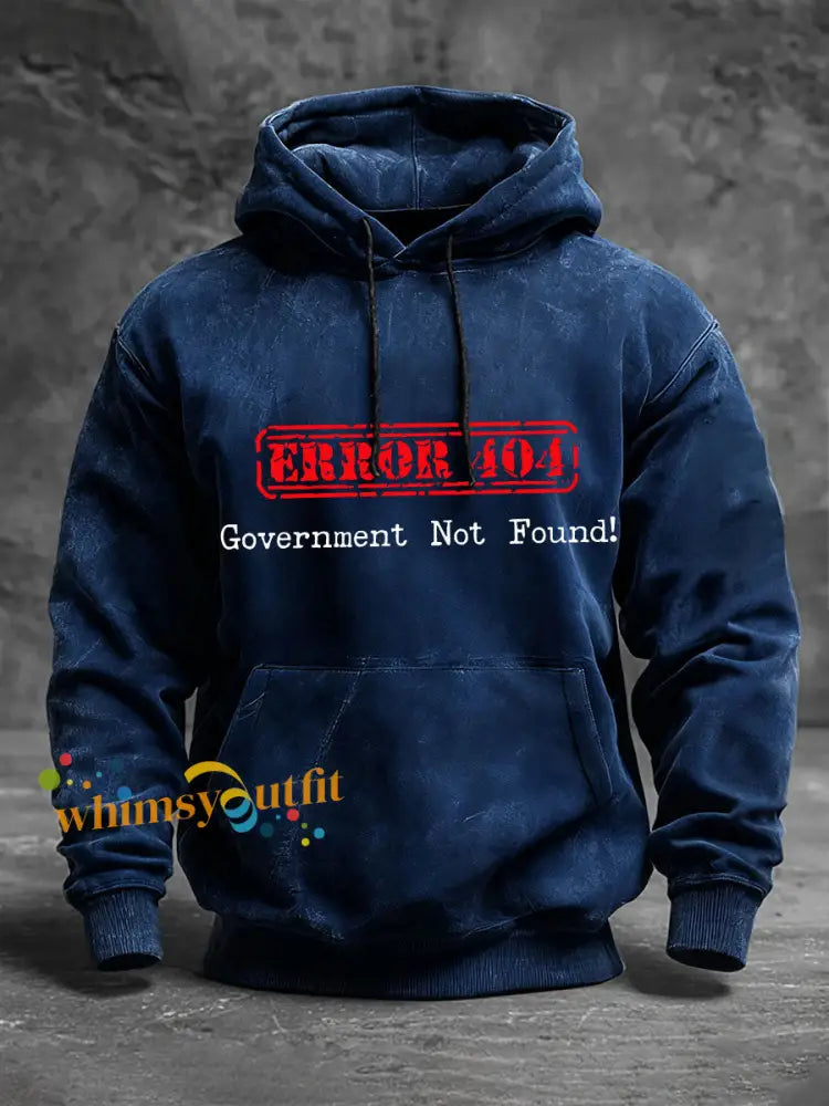 Men’s Error 404 Government Not Found Hoodies Navy Blue / S