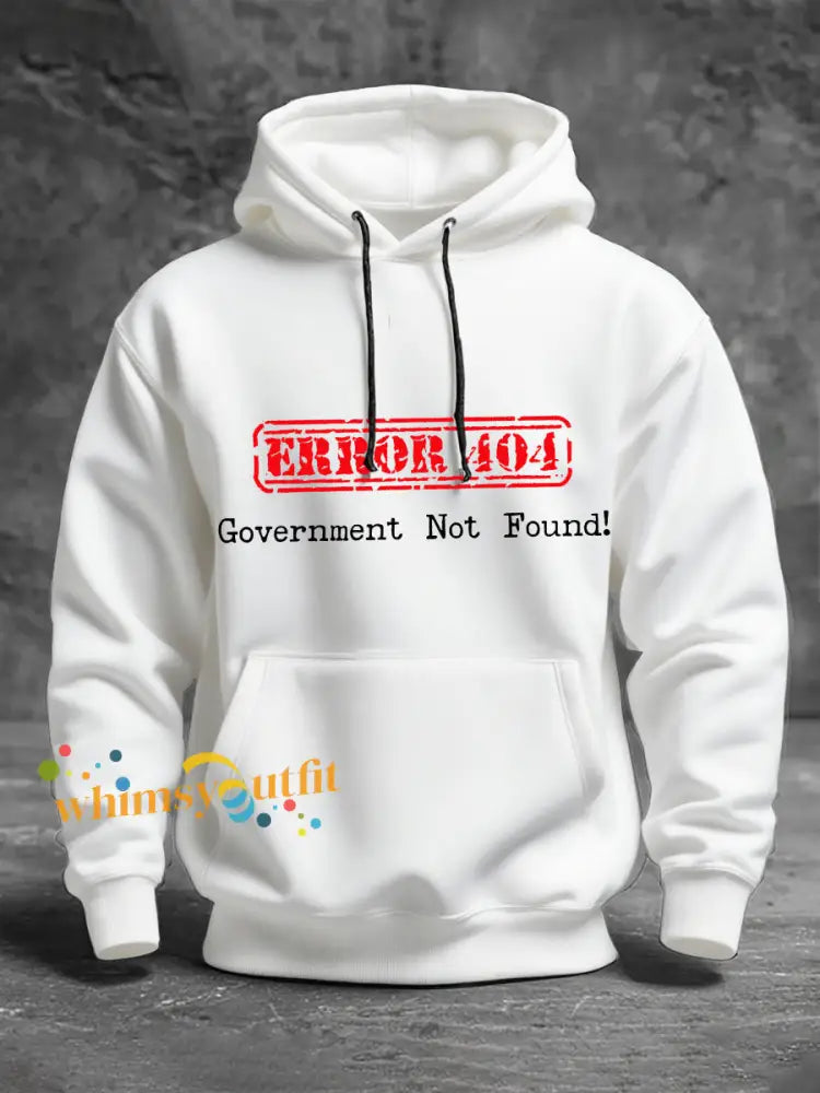 Men’s Error 404 Government Not Found Hoodies White / S