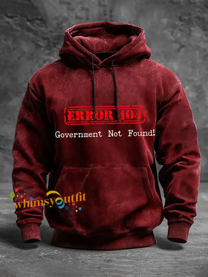 Men’s Error 404 Government Not Found Hoodies Wine Red / S