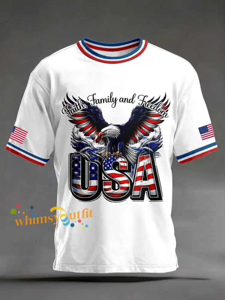 Men’s Faith Family and Freedom USA T-shirts White / S