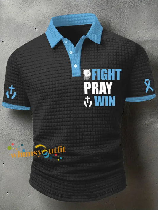 Men’s Fight Pray Win Prostate Cancer Awareness Print Waffle Top As picture / S