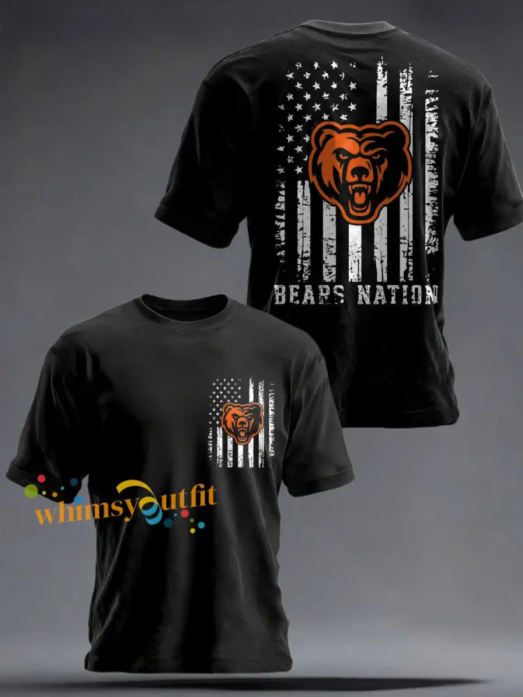 Men’s Football Bears Nation Lover Printed T-shirt Black / S
