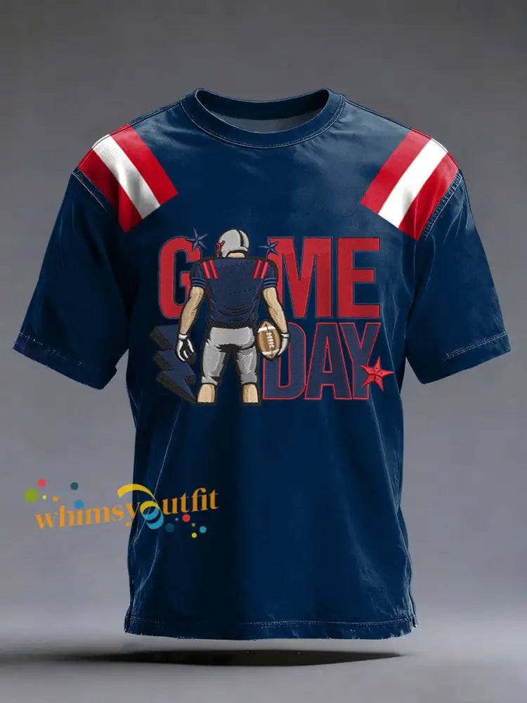 Men’s Football Fans Gameday Casual Tee Navy Blue / S