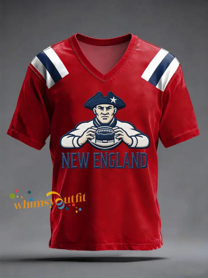 Men’s Football Fans Gameday Casual V-Neck Tee Red / S