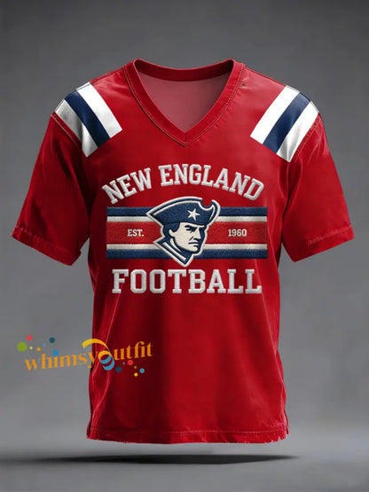 Men’s Football Fans Gameday Casual V-neck Tee Red / S