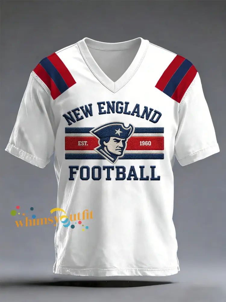 Men’s Football Fans Gameday Casual V-neck Tee White / S
