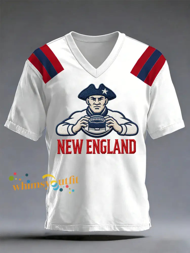 Men’s Football Fans Gameday Casual V-Neck Tee White / S