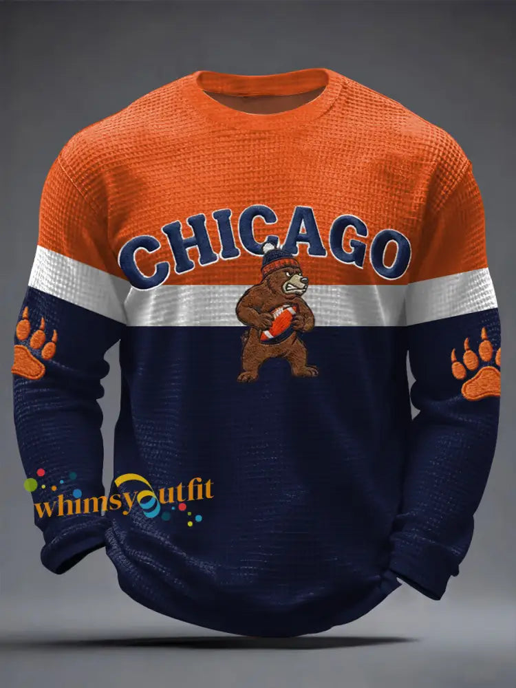 Men’s Football Fans Gameday Casual Waffle Long Sleeve T-Shirt Mixed Color / S