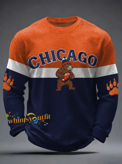 Men’s Football Fans Gameday Casual Waffle Long Sleeve T-Shirt Mixed Color / S